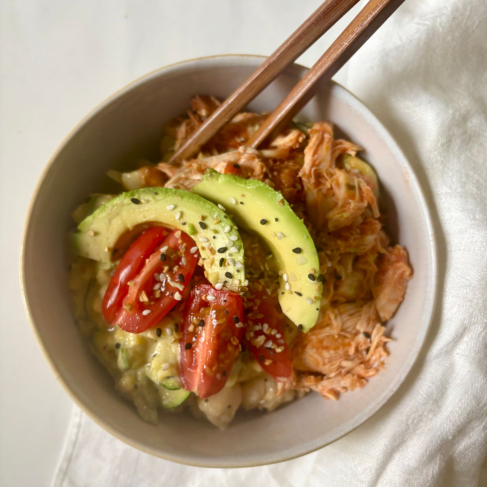 simple crockpot chicken + zucchini pasta + “cheesy” pesto