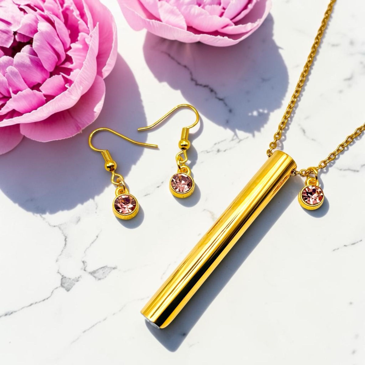 Gold Aura Matching Necklace and Earrings set