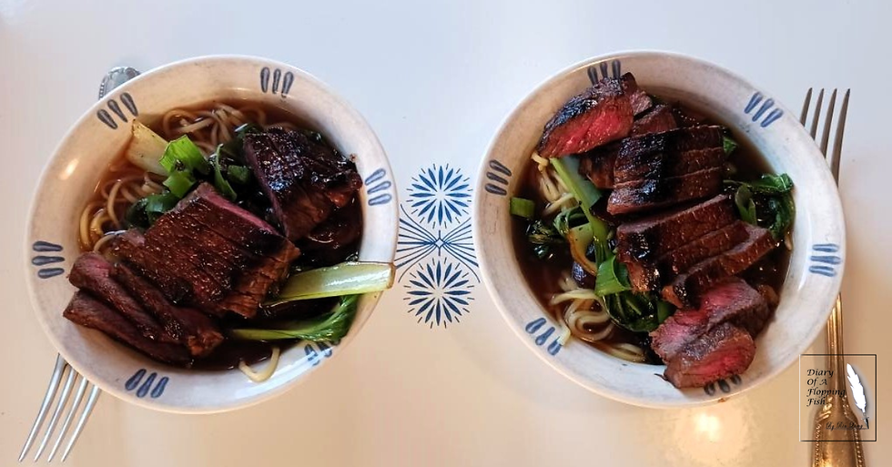 Two bowls of steak ramen. Photo: Rin Lamy