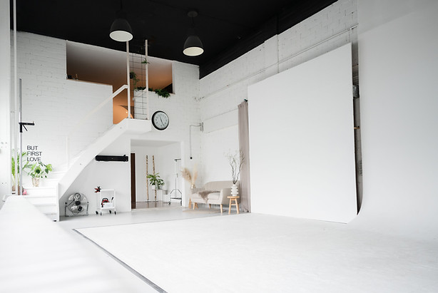 Mietstudio Ansicht mit Blick auf die Fotofläche