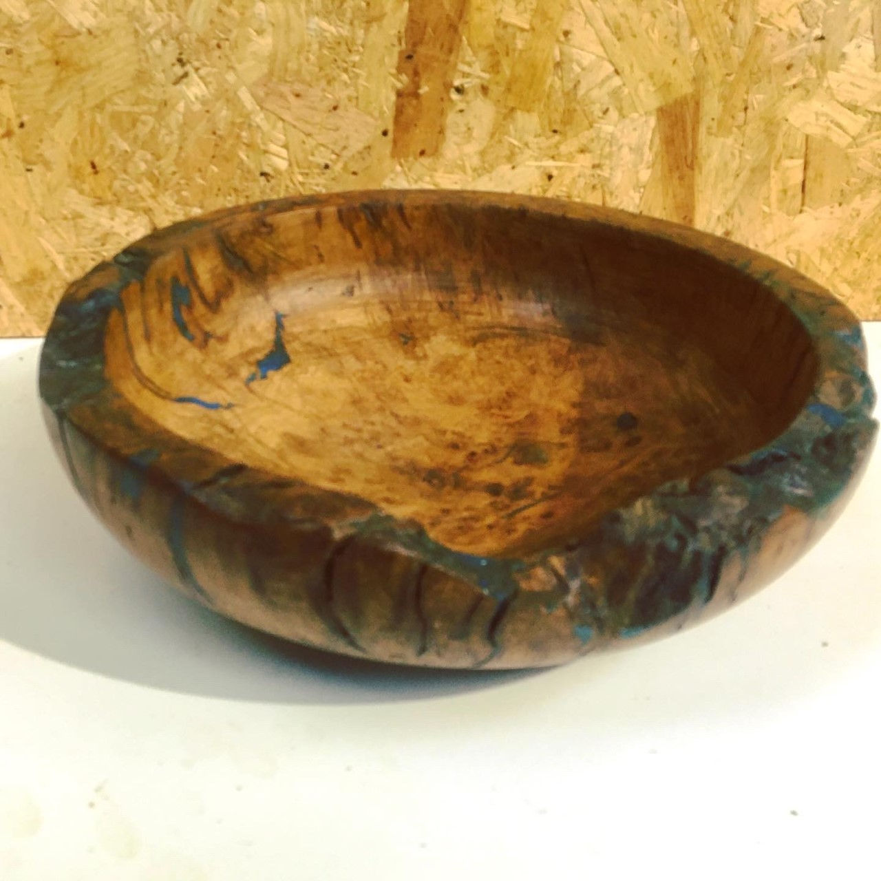 Large Burr Oak and Resin Bowl