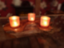 Yew Candle Holder with Glasses