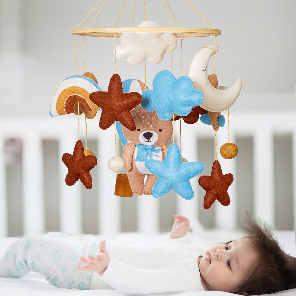 Teddy bear-Blue theme mobile cot