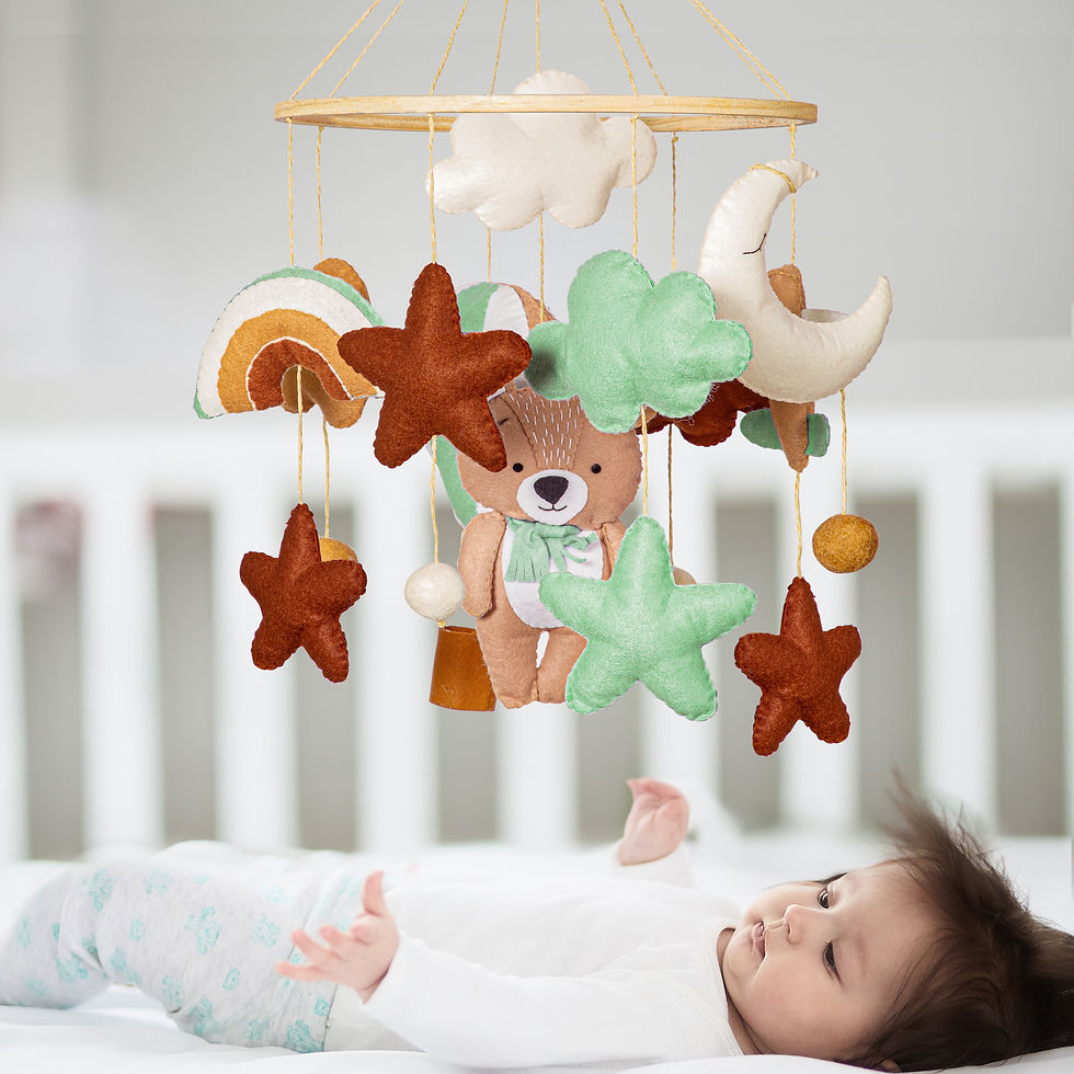Teddy bear-(green )theme mobile cot