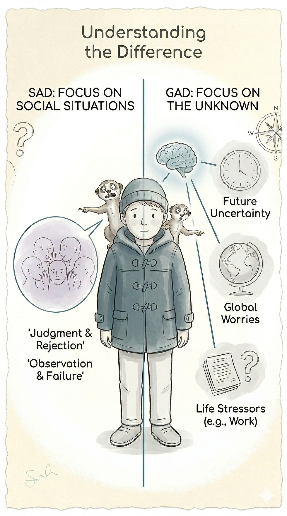 How our 'Inner Meerkat' shifts its focus from specific social fears to broader life uncertainties.