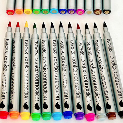 Set of Eleven Brush Tip Color Pens and One Brush Tip Black Pen Tweets