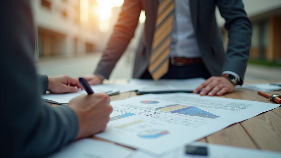 Close-up view of an architect discussing plans with a client