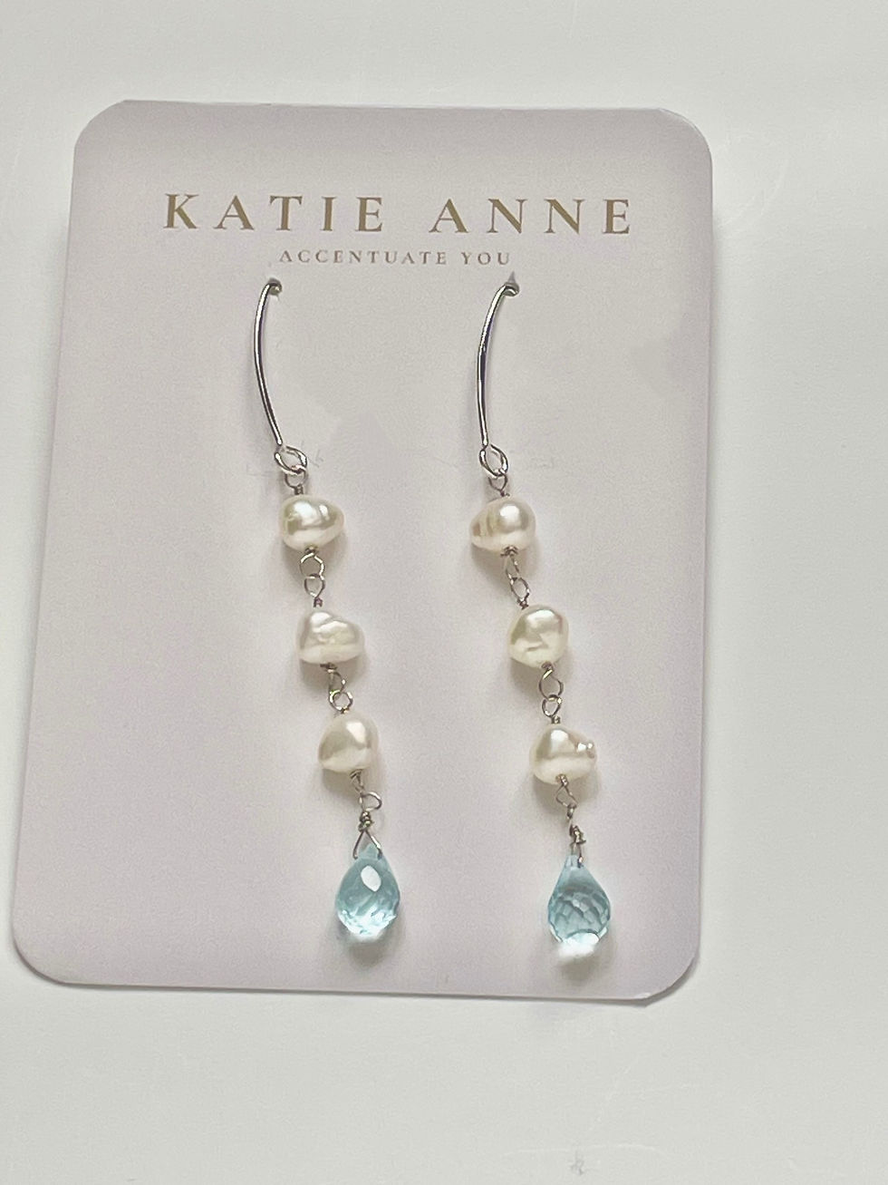 Thumbnail: Waterfall Pearl Earring (Blue Topaz)
