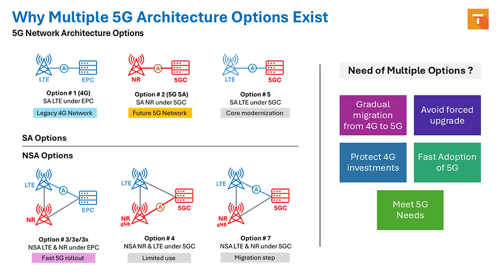 Why Multiple 5G Architecture Options Exist