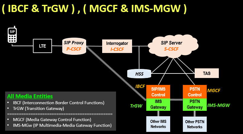 ( IBCF & TrGW ) , ( MGCF & IMS-MGW )