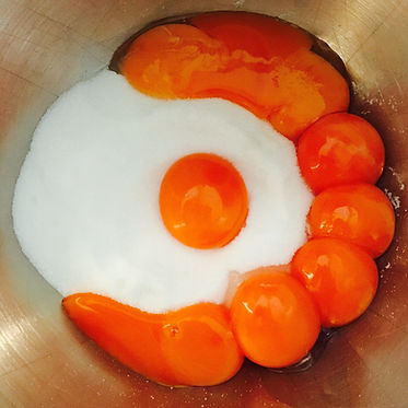 Baking ingredients - sugar and eggs