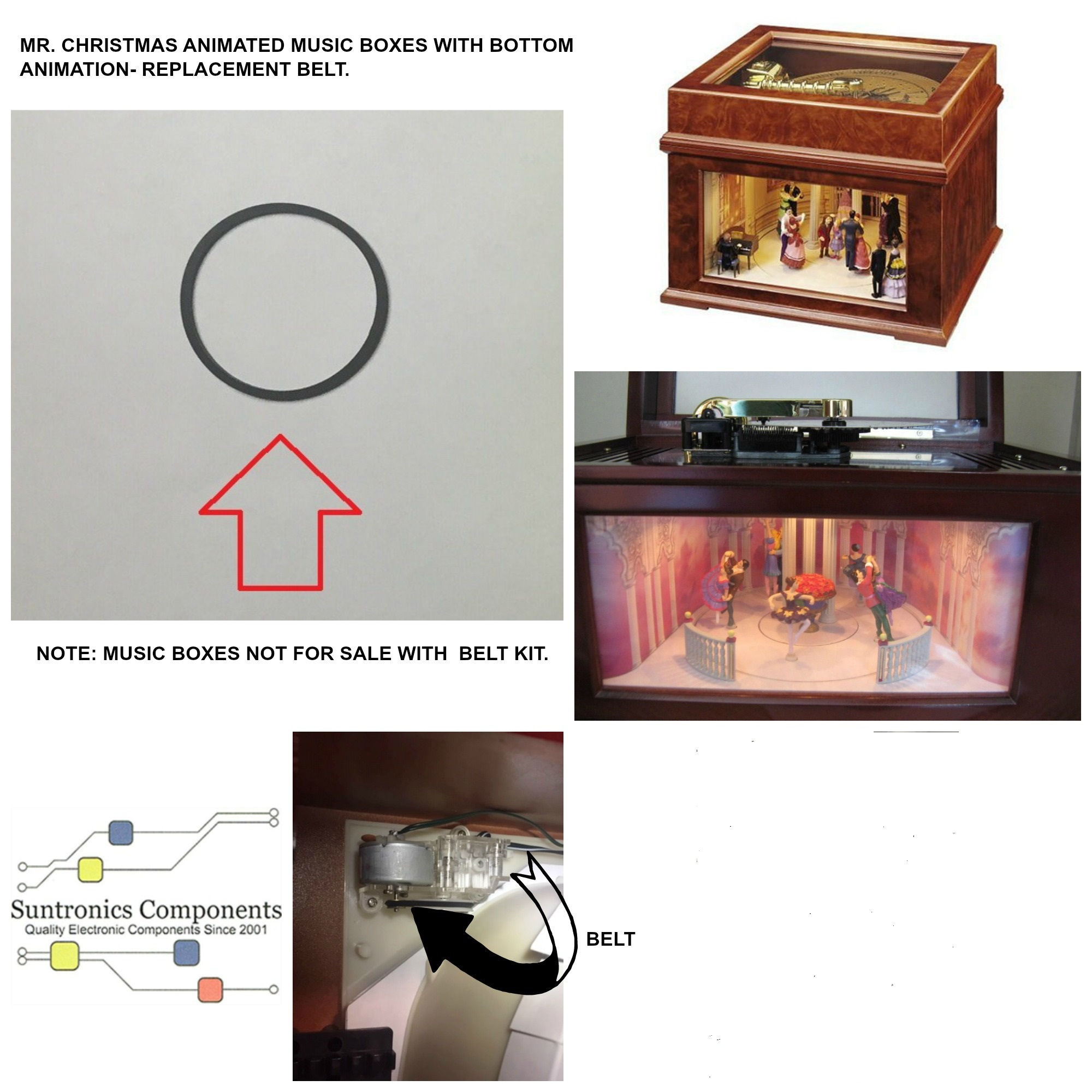 MR. CHRISTMAS ANIMATED MUSIC BOXES WITH BOTTOM ANIMATION REPLACEMENT BELT KIT