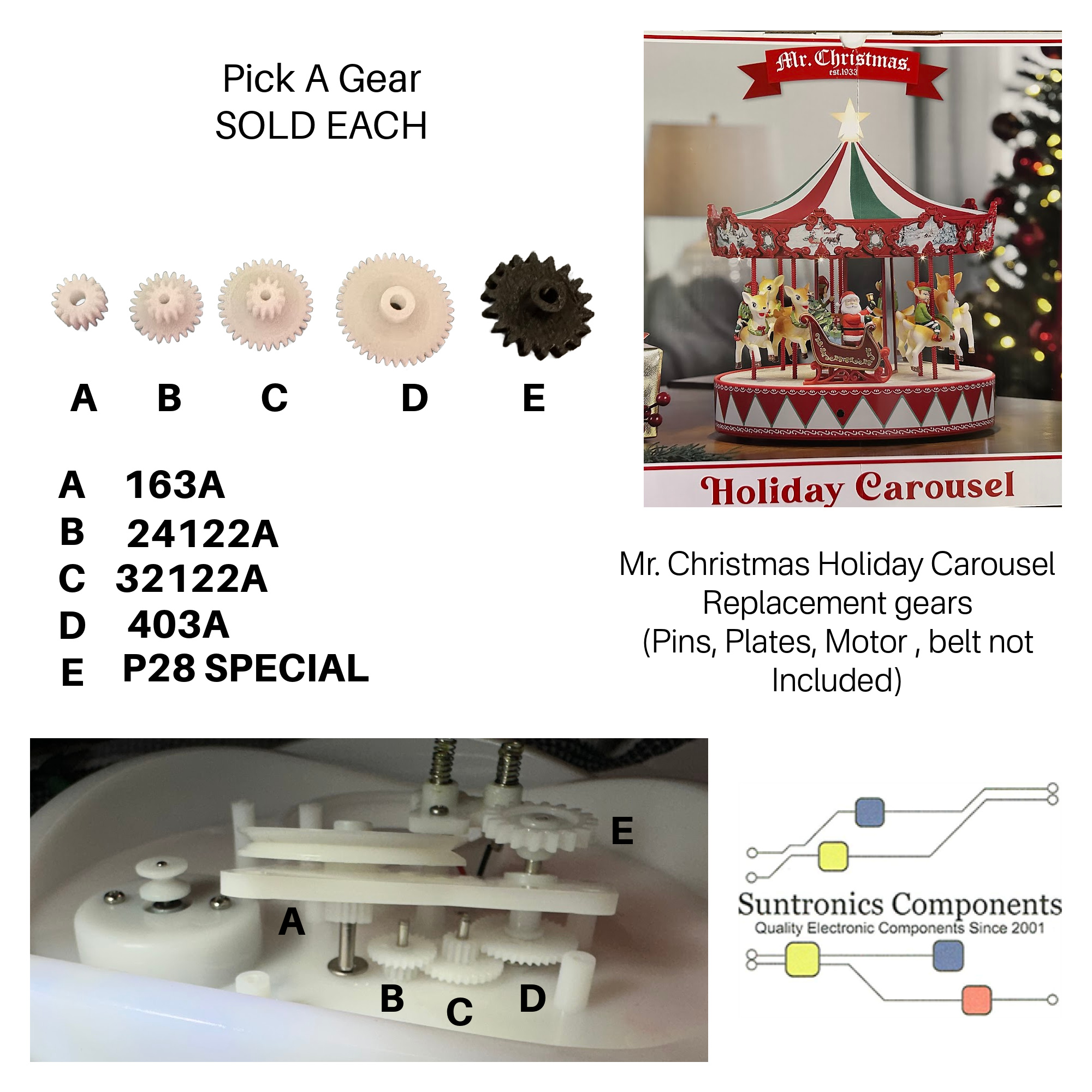 (K) Mr. Christmas Holiday Carousel Pick A Gear