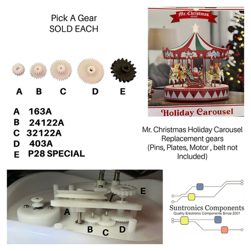K) Mr. Christmas Holiday Carousel Pick A Gear | Happy Holidays Parts