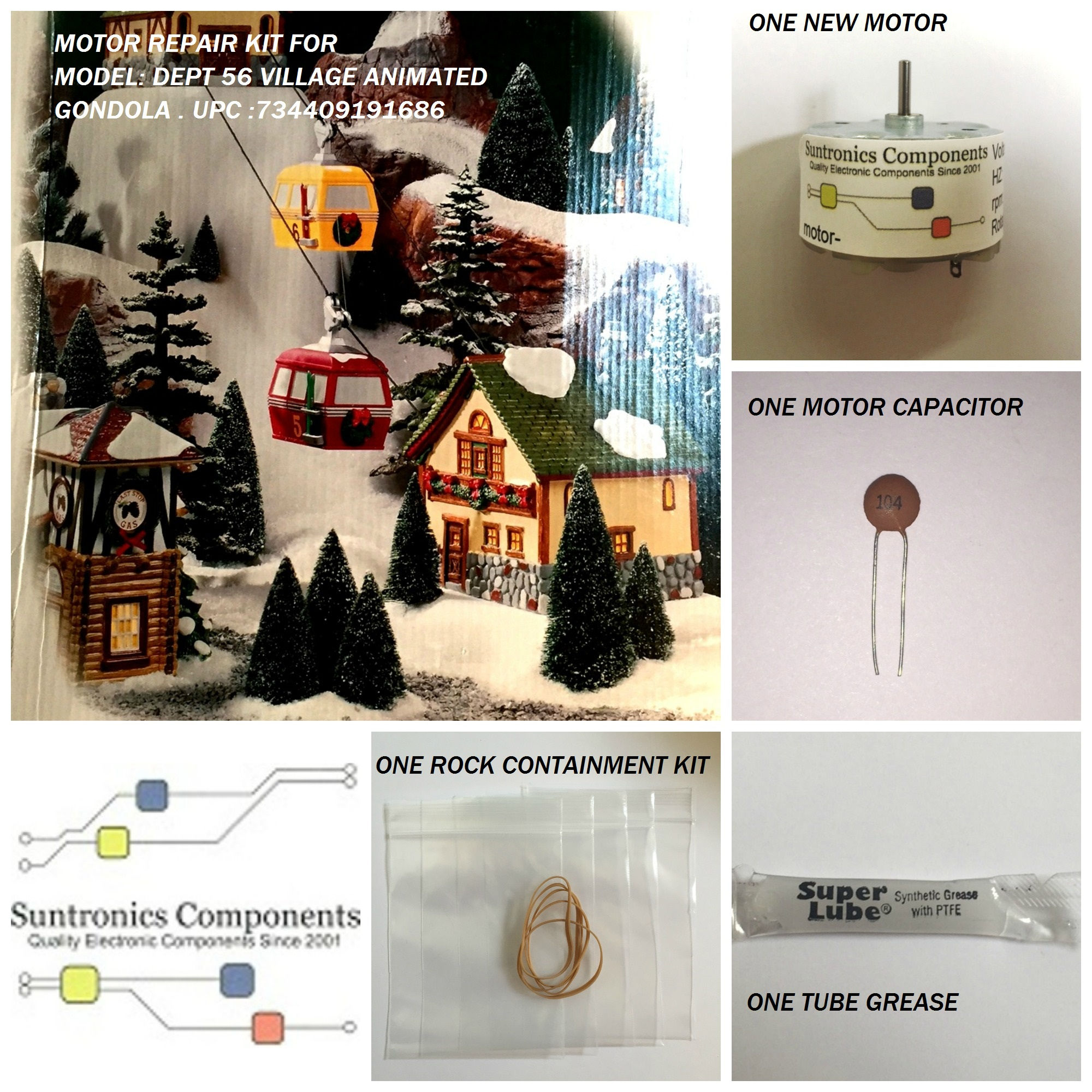 Dept 56 -Village Animated Gondola -REPLACEMENT PART - MOTOR KIT-upc:734409191686