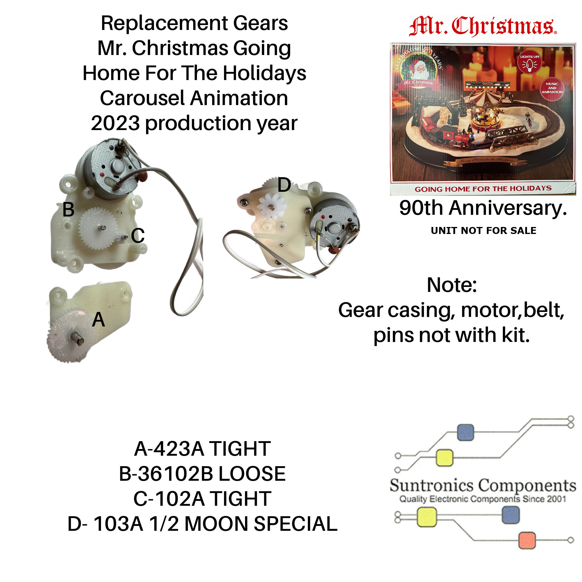 Mr Christmas Going Home For The Holidays Carousel Animation gear Kit