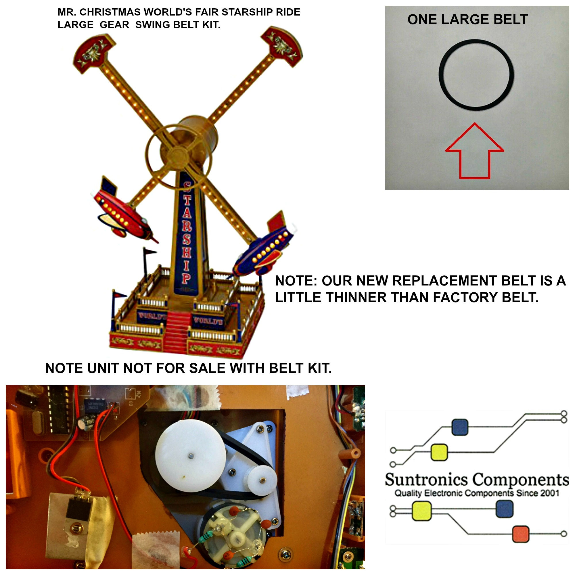 Mr. Christmas STARSHIP RIDE LARGE  SWING DRIVE BELT