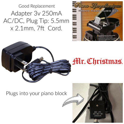 3v 250mA AC/DC, Plug Tip: 5.5mm x 2.1mm, 7ft Cord. (H/S2GRE/0432 ...