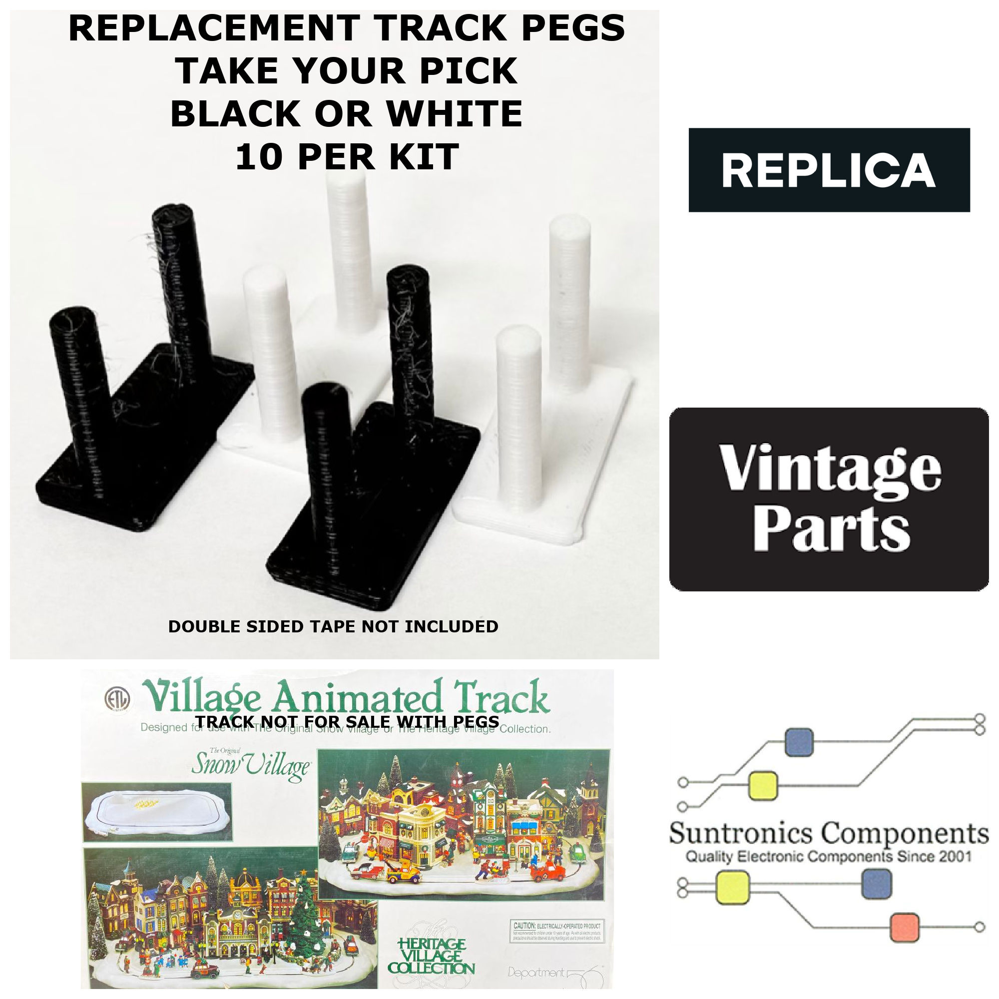 DEPARTMENT 56- VILLAGE ANIMATED TRACK REPLACEMENT PEGS 10 PACK -PARTS KIT