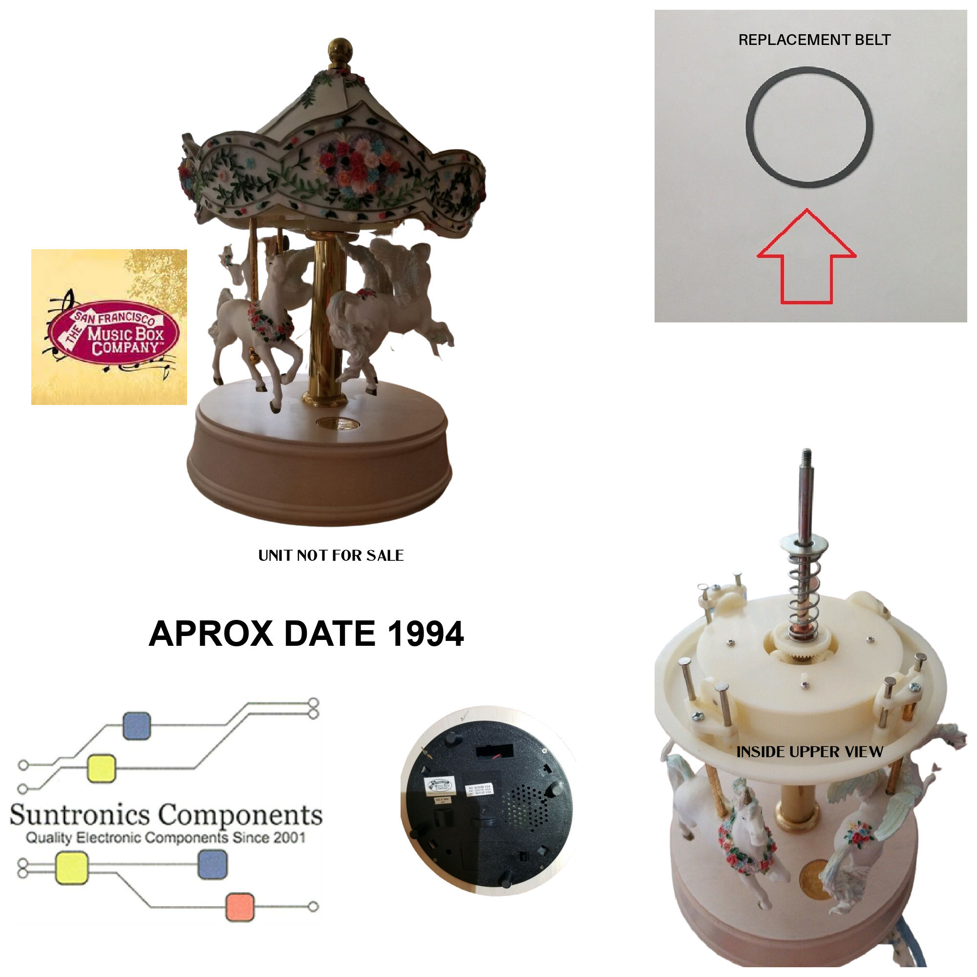 The San Francisco Music Box Company carousel"  Replacement Belt