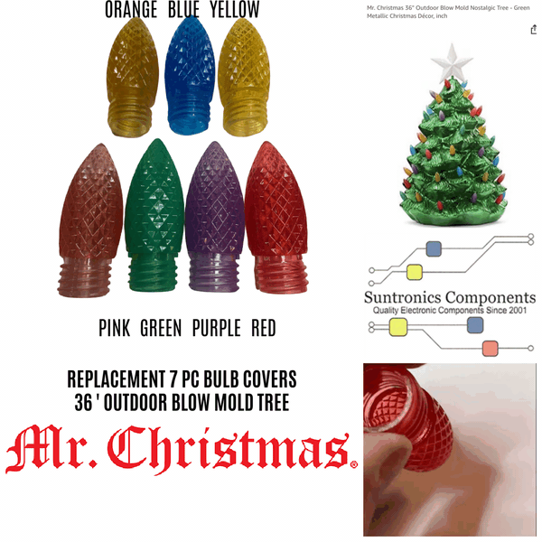 Mr Christmas 36" outdoor blow mold Nostalgic tree bulb covers Happy Holidays Parts