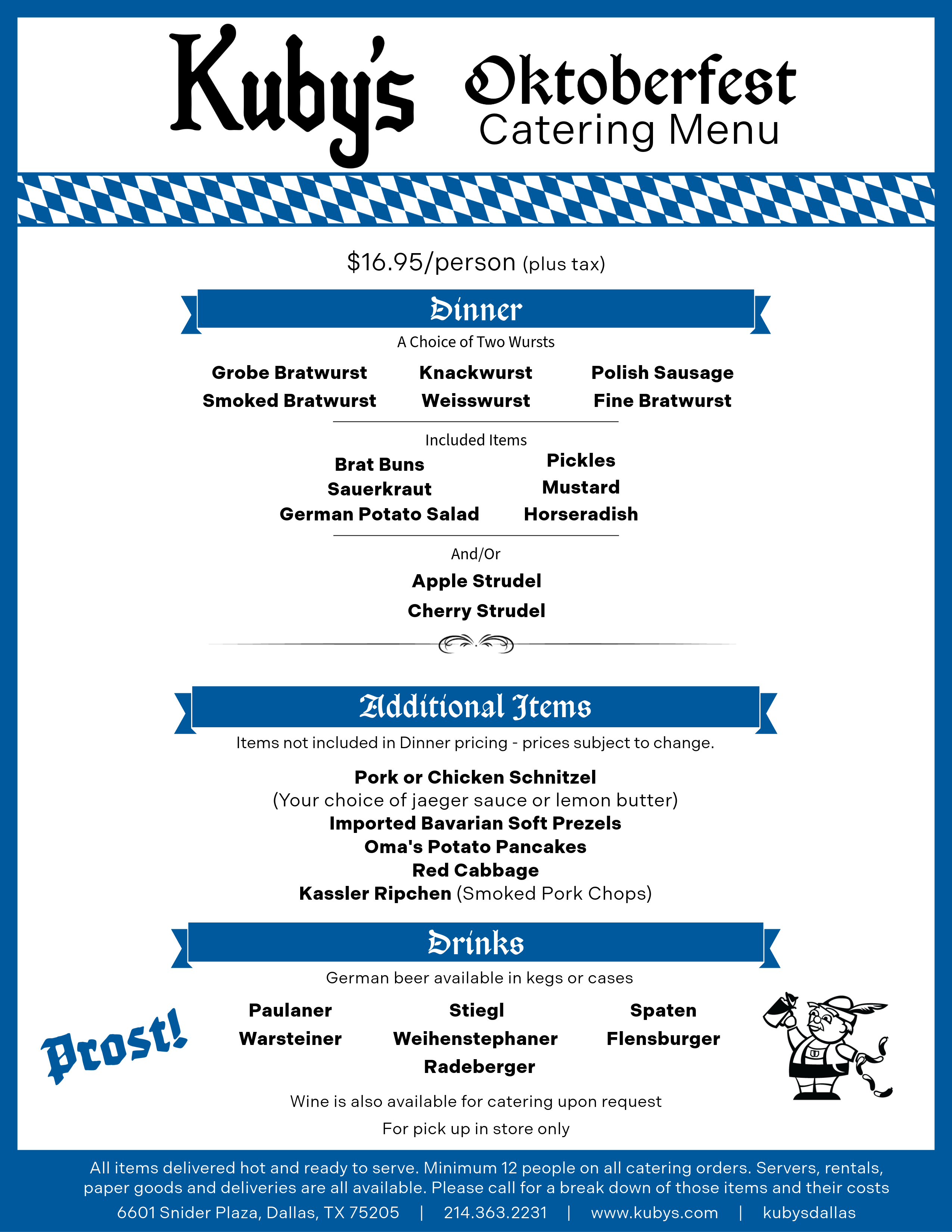 Kuby's Oktoberfest Menu 2024