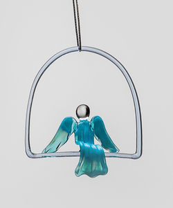 Blue glass suncatcher angel