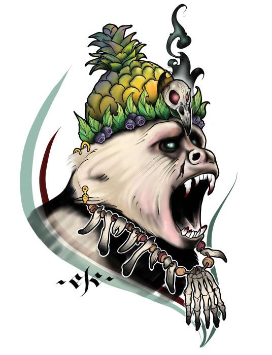 Artwork of a gorilla wearing a crown and necklace, with visible text and Design Cvlt.