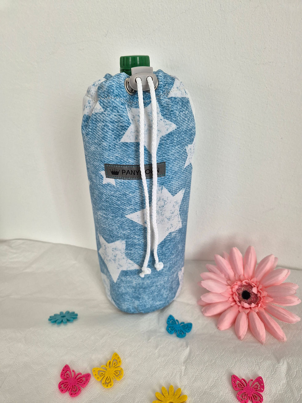 Miniaturbild: Thermoflaschen Tasche 1,5L - Sterne weiss auf türkis