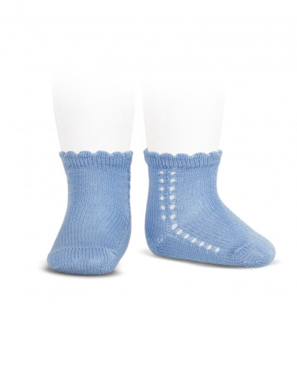 Calcetines Cortos Perlé Calado Lateral