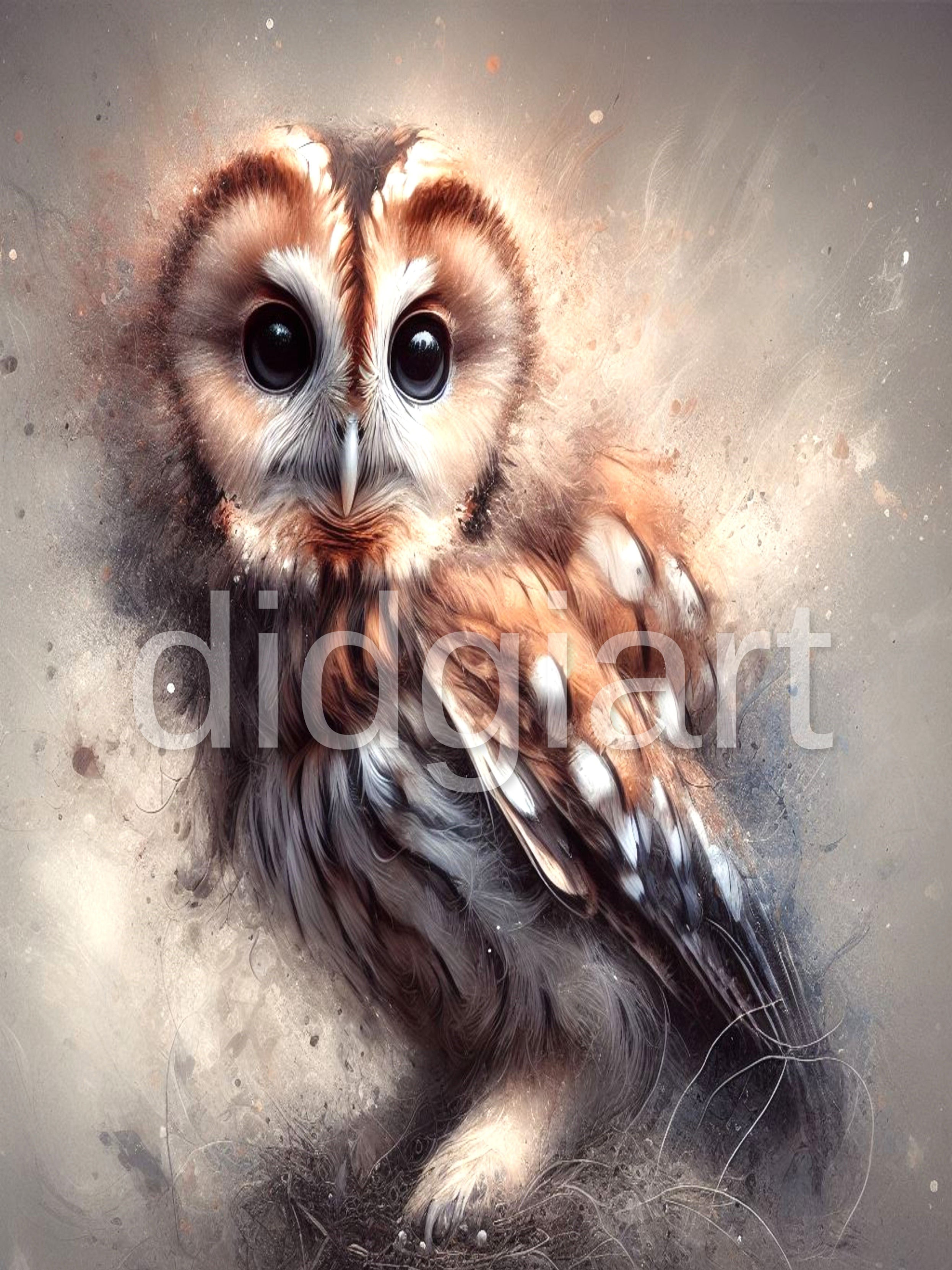 Luna - Colourful Abstract Owl Print