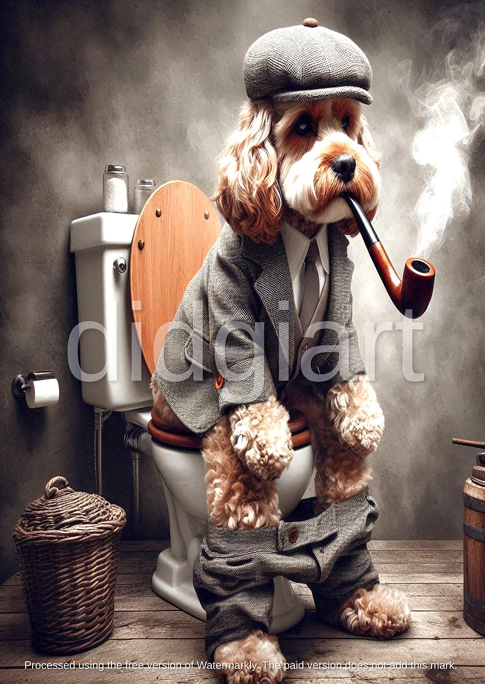 Cockapoo On The Loo Whimsical Print