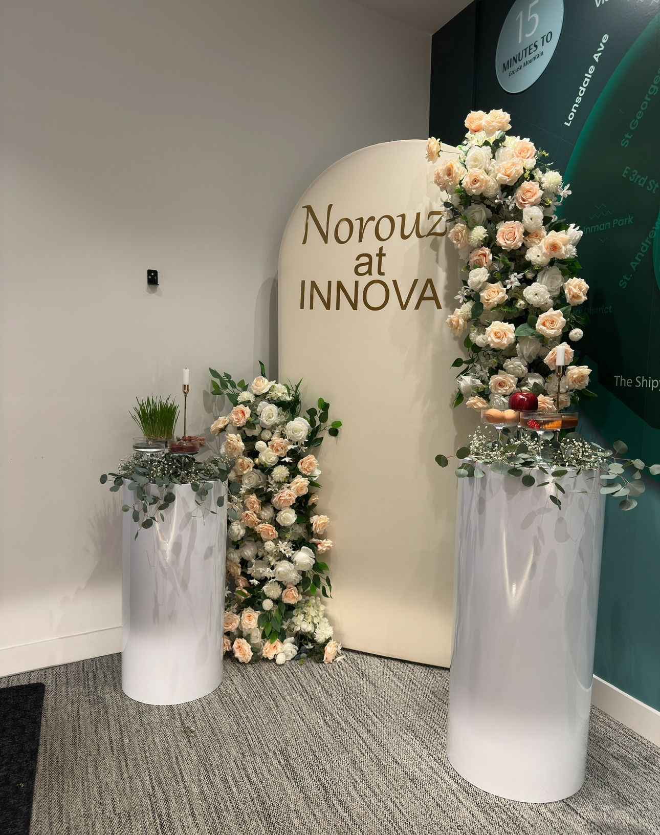 Flower arch for presentation, entrance decor