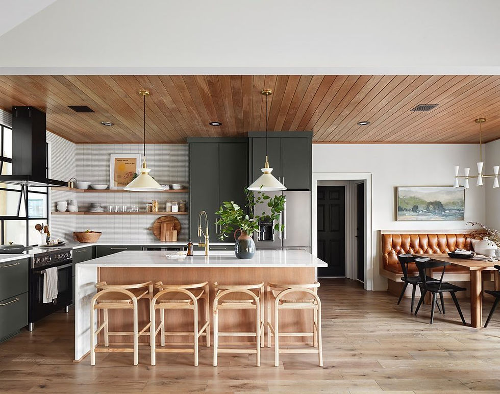 Kitchen remodel by Joanna Gaines features handmade Meru counter stools.