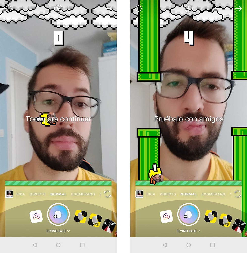 filtro de instragram del juego flappy bird