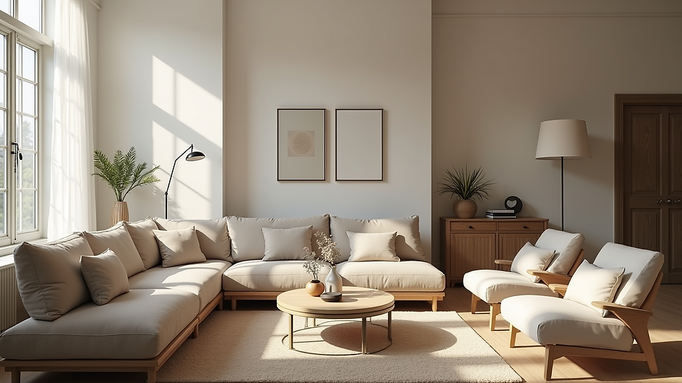 Eye-level view of a beautifully staged living room
