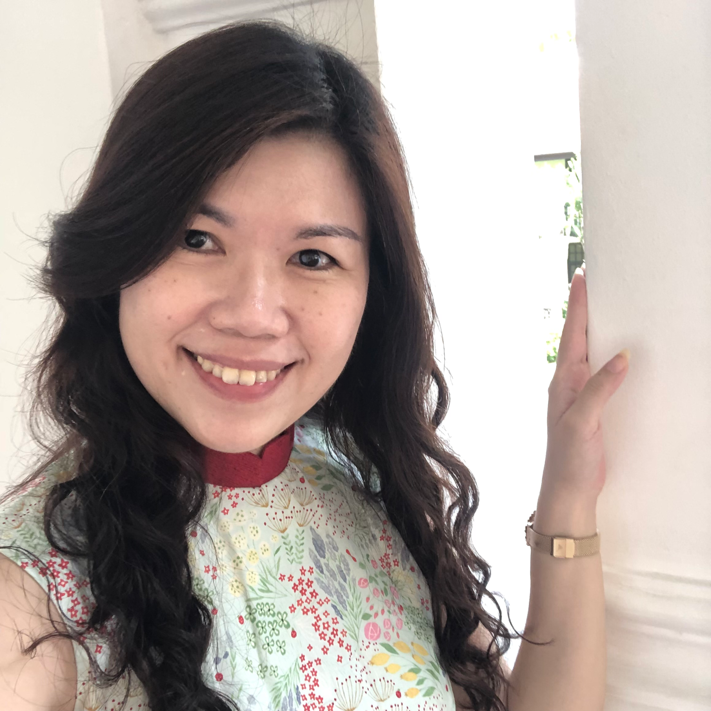 Tricielle Floral Cheongsam Dress with Accent Collar