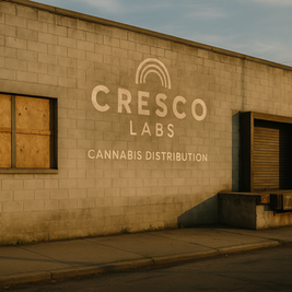 Closed Cresco Labs cannabis distribution center in California, symbolizing MSO exit from the market.