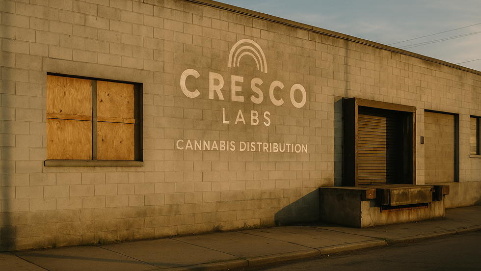Closed Cresco Labs cannabis distribution center in California, symbolizing MSO exit from the market.