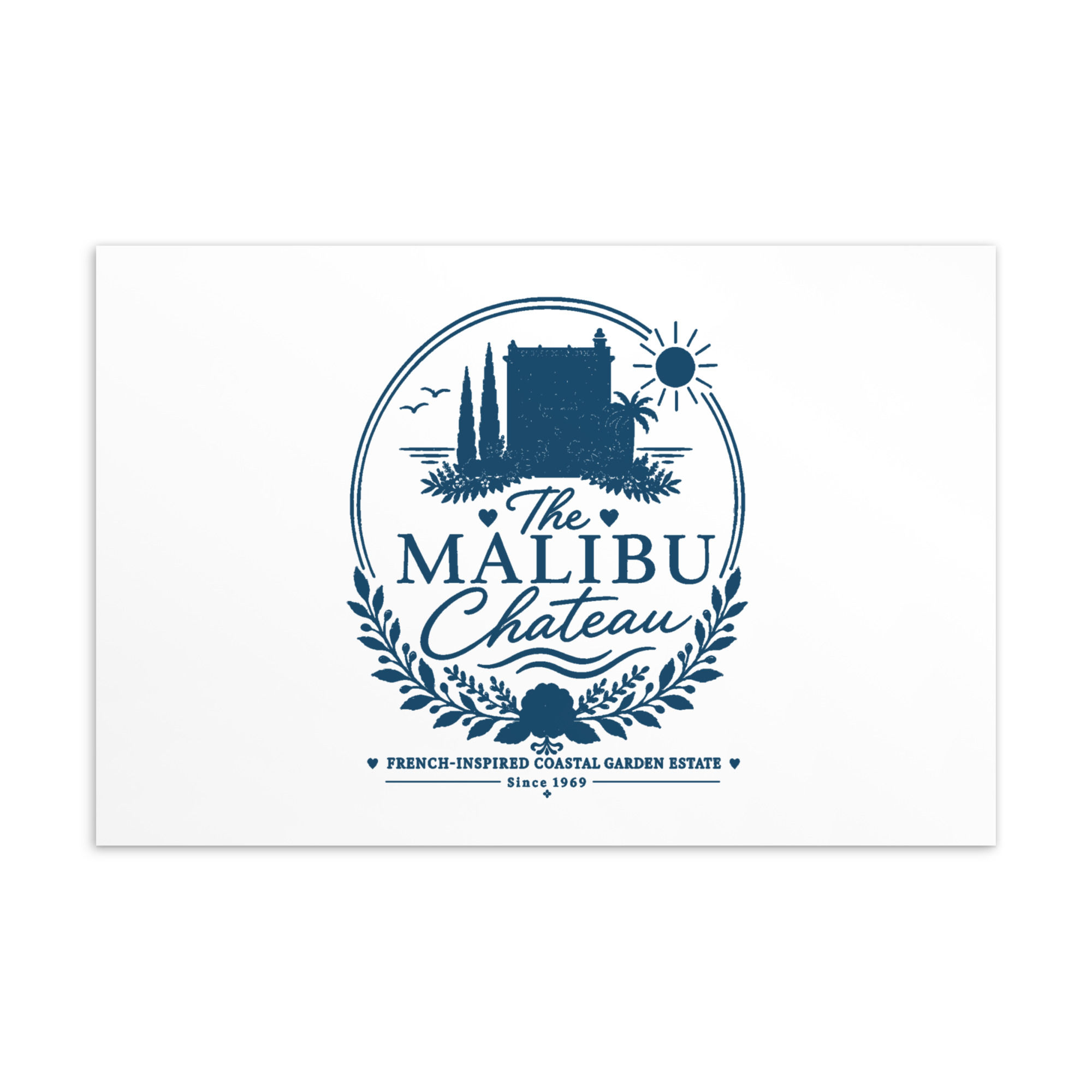 Malibu Chateau Standard Postcard Navy Logo