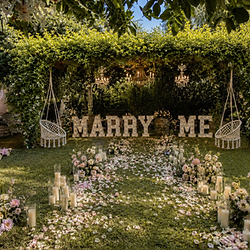 Styled proposal setting on the Chateau lawn