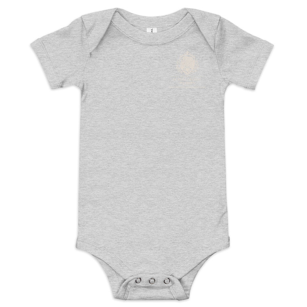 Thumbnail: Le Petit Chateau Signature Baby Onesie Sand Logo