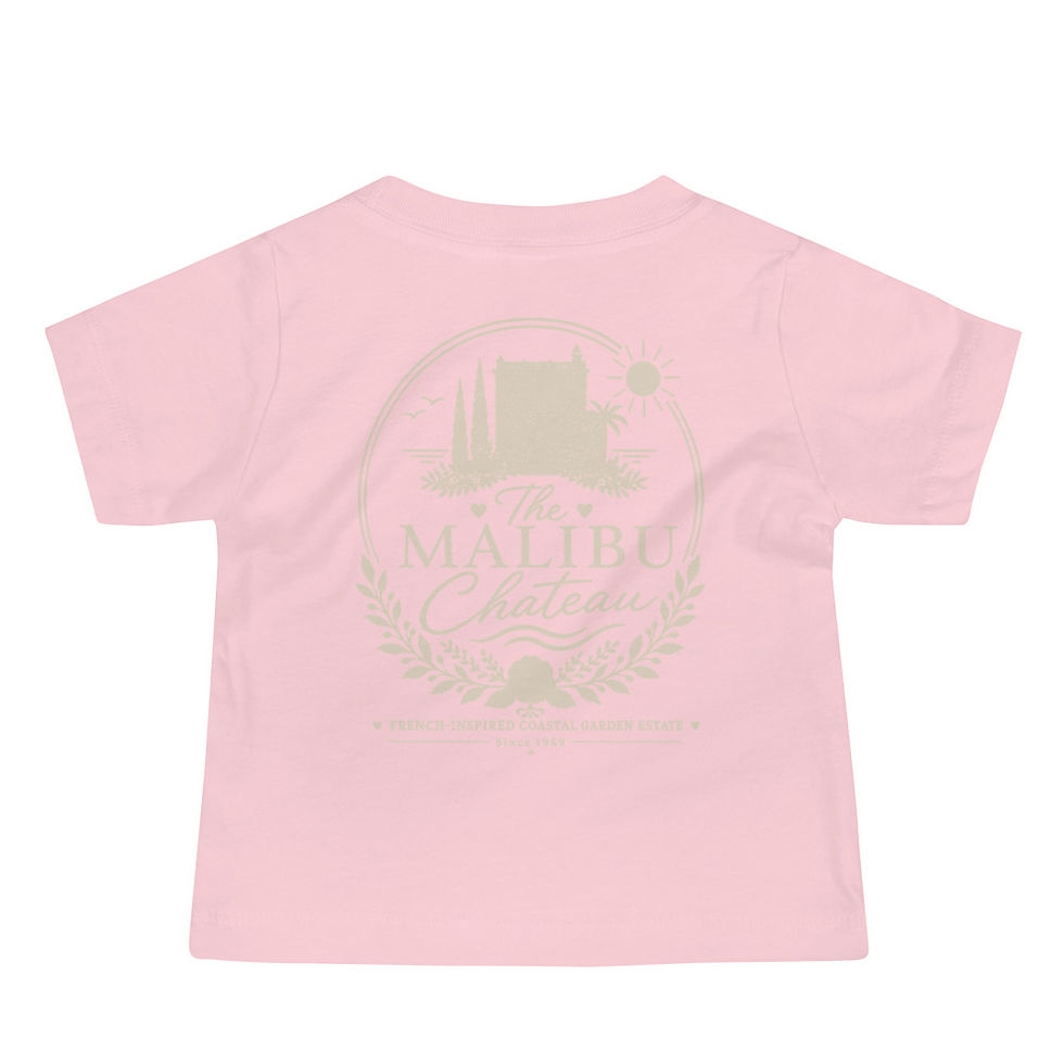 Thumbnail: Le Petit Chateau & Malibu Chateau Baby T-Shirt Sand Logos