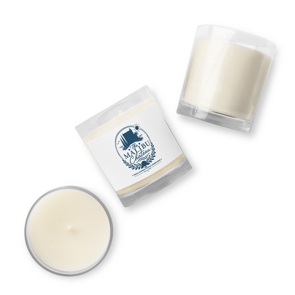 Thumbnail: Malibu Chateau Glass Jar Soy Wax Candle Navy Logo