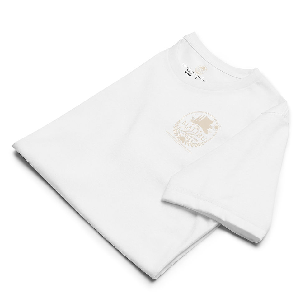 Thumbnail: Unisex Malibu Chateau T-Shirt Black or Navy with Sand Logo