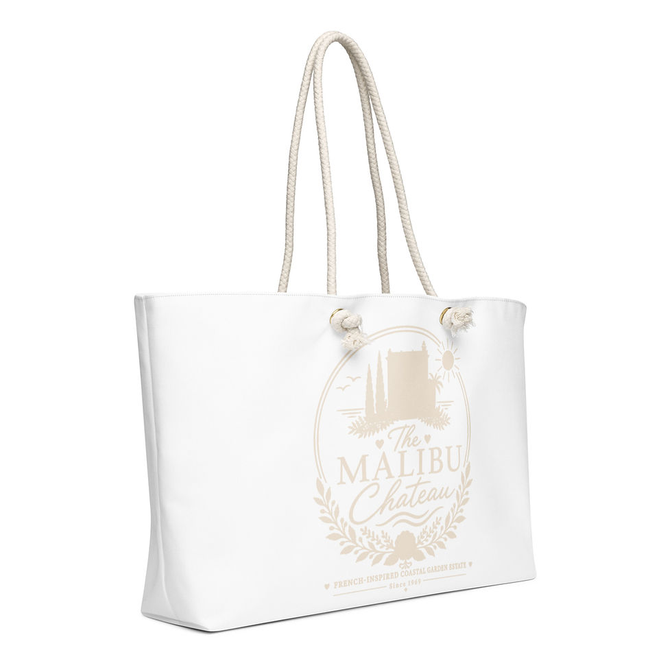 Thumbnail: Le Petit Chateau & Malibu Chateau Dual Oversized Weekender Bag in Sand Logos