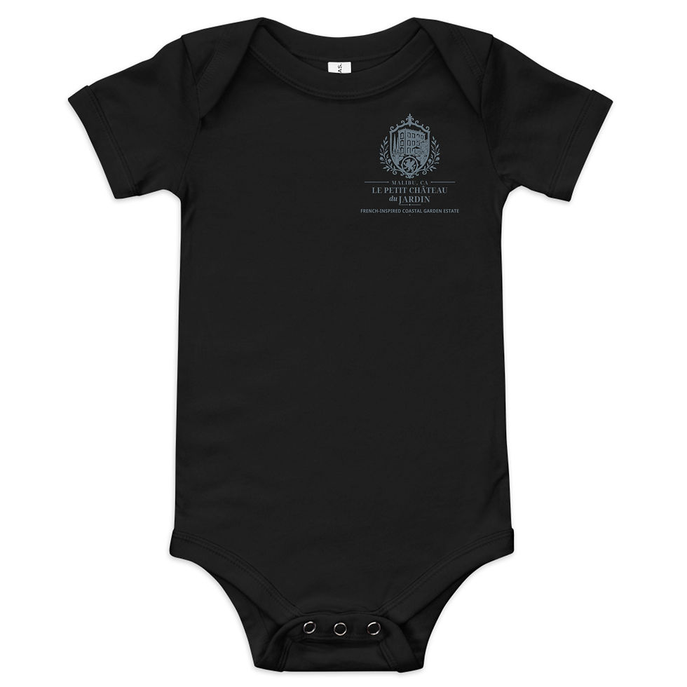Thumbnail: Le Petit Chateau Signature Baby Onesie Navy Logo