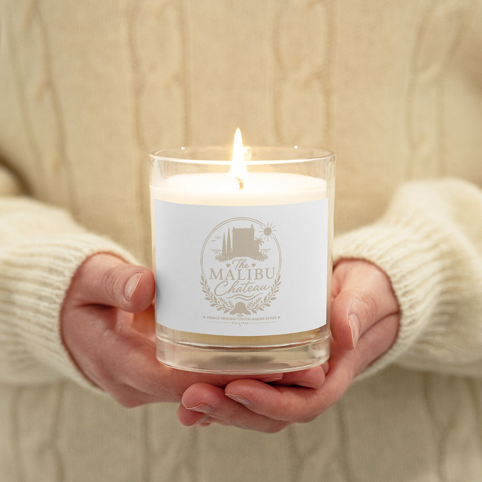 Thumbnail: Malibu Chateau Glass Jar Soy Wax Candle Sand Logo