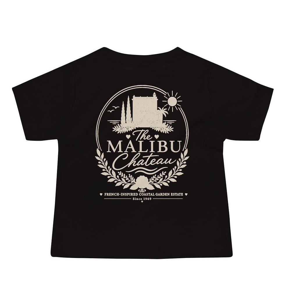 Thumbnail: Le Petit Chateau & Malibu Chateau Baby T-Shirt Sand Logos