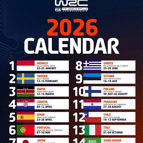 Official WRC 2026 Calendar